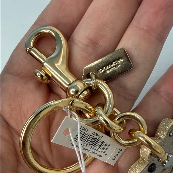 Coach Snowflake Bag Charm Rivet Stud Star Moon Keychain Gold Silver Holiday NWT - Picture 3 of 11